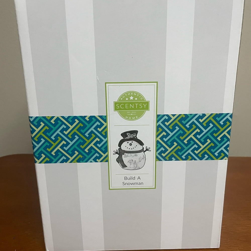 Scentsy Snowman Warmer with Blue and Green Pattern